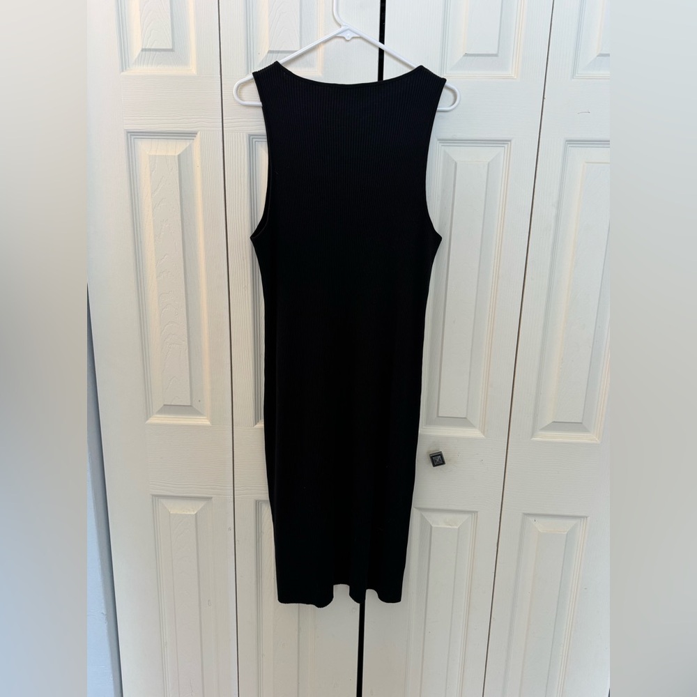 NWT Vince‎ Ribbed Knit Cotton Sleeveless Midi Dress, Black, Size XL - Picture 9 of 10
